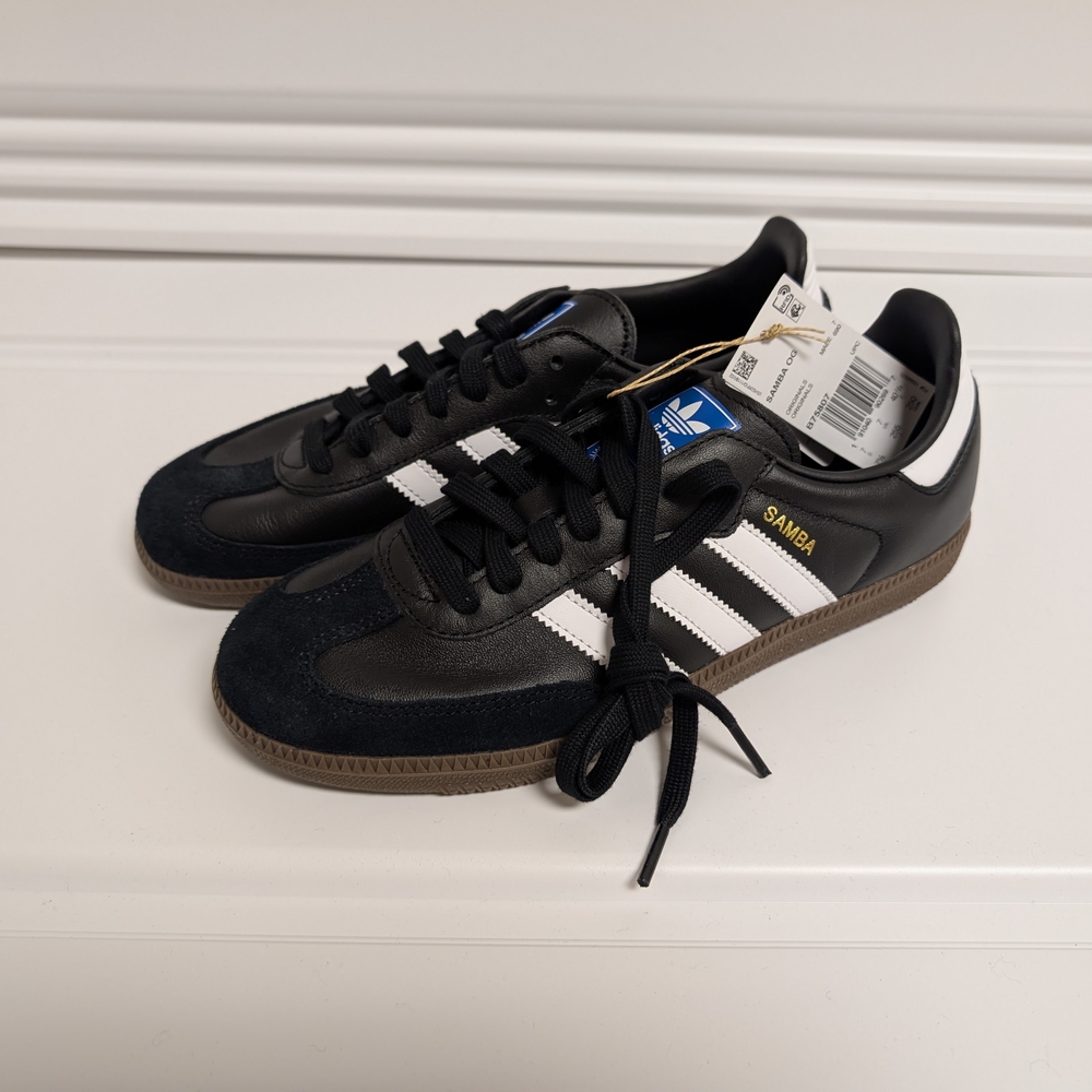 adidas Samba Black and White Athletic Shoes